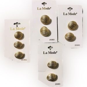 🍄NEW Vintage La Mode Vintage Shank Buttons Gold Metal 5/8” & 7/8” 26982 26983